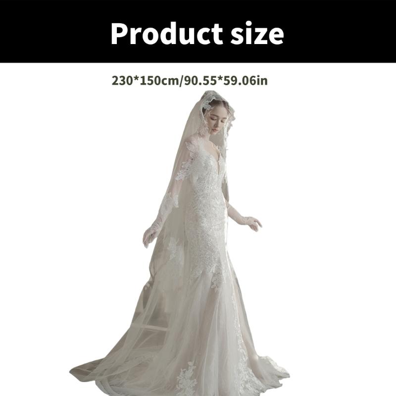 Bridal Veil Head Cover Mantilla Cathedral Head Covering Wedding Hair Accessories White Wedding Veil Headscarf White Veil