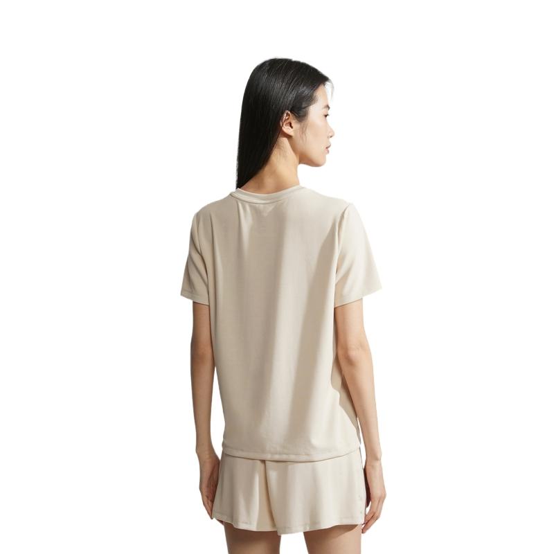 Calvin Klein Cooling Antibacterial Ice Beauty Series Soft Breathable Home Short Sleeve Pajama Top Women Tops Oat-Milk AD0007ACI
