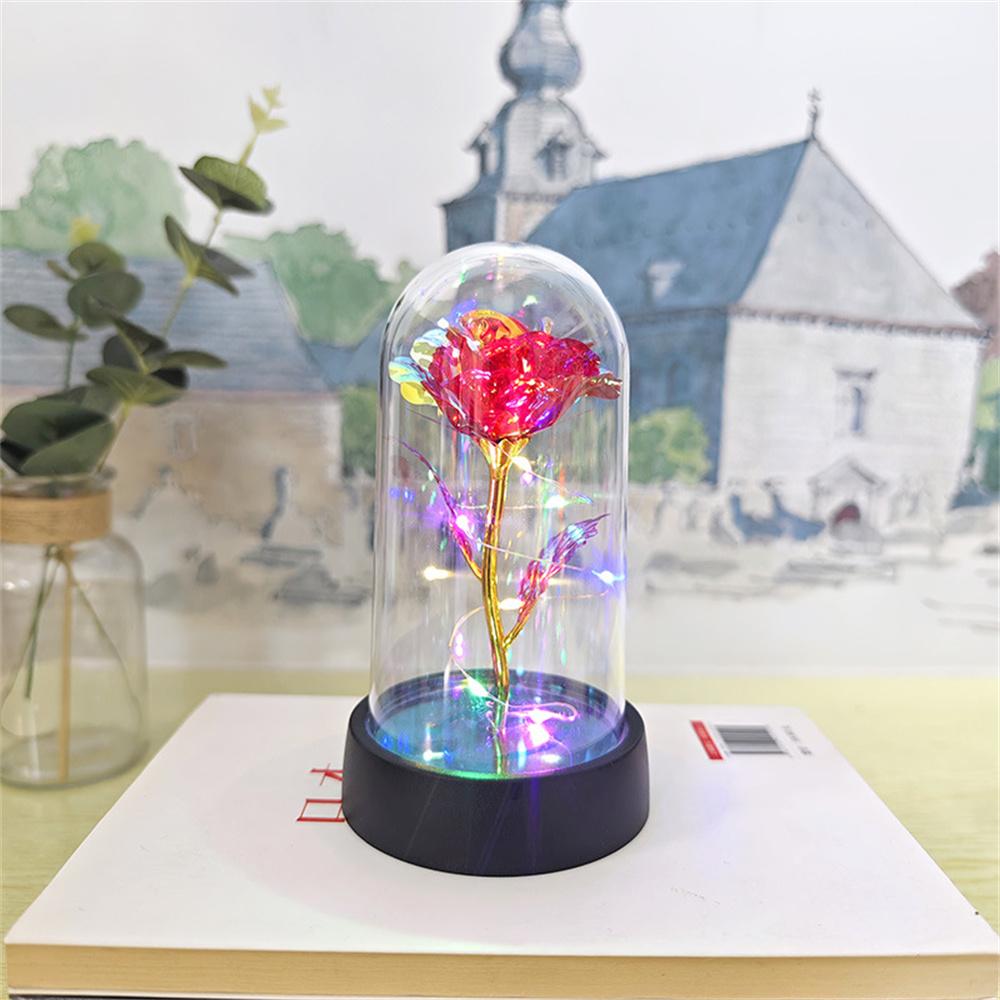 Rose artificielle rouge colorée, décoration de mariage, cadeau créatif pour la Saint-Valentin, la fête des mères, rose lumineuse dans un plastique