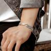 PANJBJ 925 Sterling Silver Feather Adjustable Couple Bangle Gothic Punk Design Women Jewelry Gift Lucky Bracelet Dropshipping