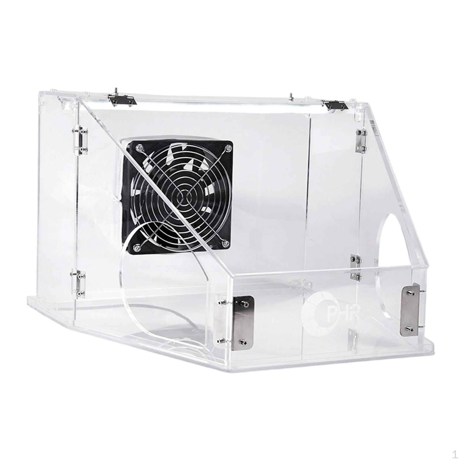 Acrylic Grinding Dust Box with Fan Table Polisher Collection Light Clear Enclosed