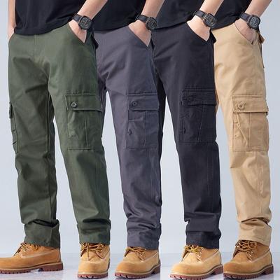 Cotton Cargo Pants Men Overalls  Sport Tactical Workout Straight Trousers Outwear Casual Multi Pocket Baggy Pants