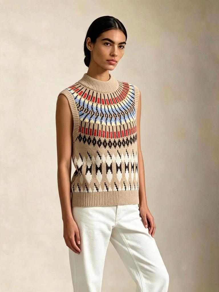 Yuehe Cross 2026 Women's Classic Retro Embroidered Knit Sweater