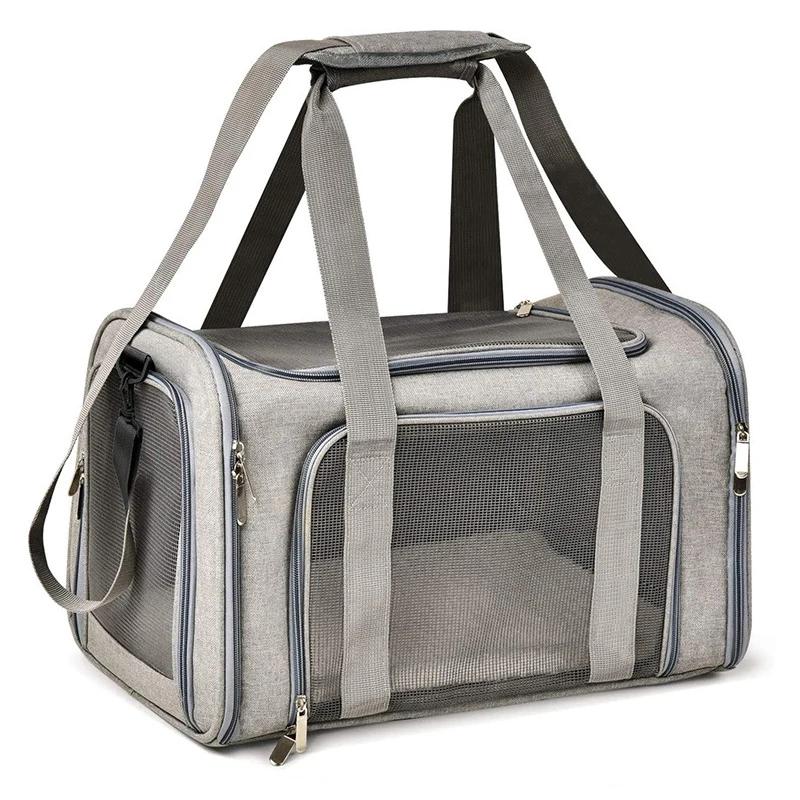 Tragbare Hunde Katzen Transporttasche Weiche Seite Rucksack Haustiertransporttaschen Hunde Reisetaschen Fluggesellschaft zugelassen Transport Ausgehende Haustiere Handtasche
