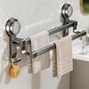 Bathroom Towel Holder Without Drilling Hole Suction Cup Wall Mount Two Bar Hand Towel Rack Kitchen Shower Bath Room Towel Shelf