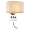 Minimalist LED Bedside Wall Lamp with USB Port - Fabric Shade for Indoor Reading