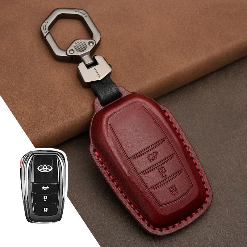 Leather Key Case Cover Shell For Toyota Camry Corolla FJ Land Cruiser RAV4 Prius Sienna Prado CHR Avalon GT86 Protector Keychain