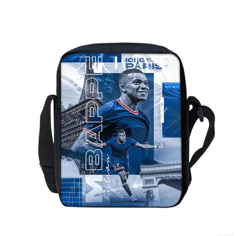 M-Mbappe Printed Shoulder Messenger Bag Handbag Football Star School Bags Phone Bag Football Sports Shopping Bag Best Gift