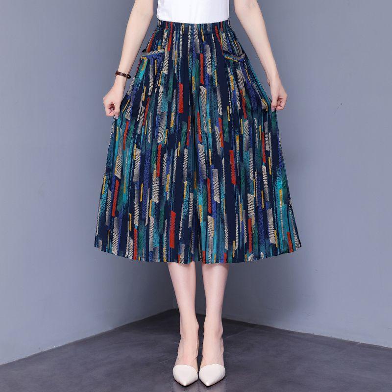 Pantaloni Gonna Floreali da Donna In Estate Pantaloni Sottili e a Gamba Larga Pantaloni Ampi e a Vita Alta Cotone e Seta Pantaloni Corti Pantaloni a Gamba Larga