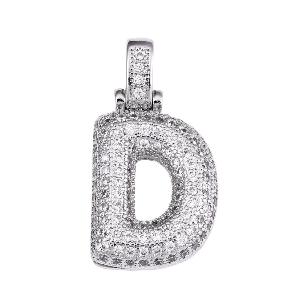 Cross Hip Hop Copper Zircon 26-Letter Pendant Necklace