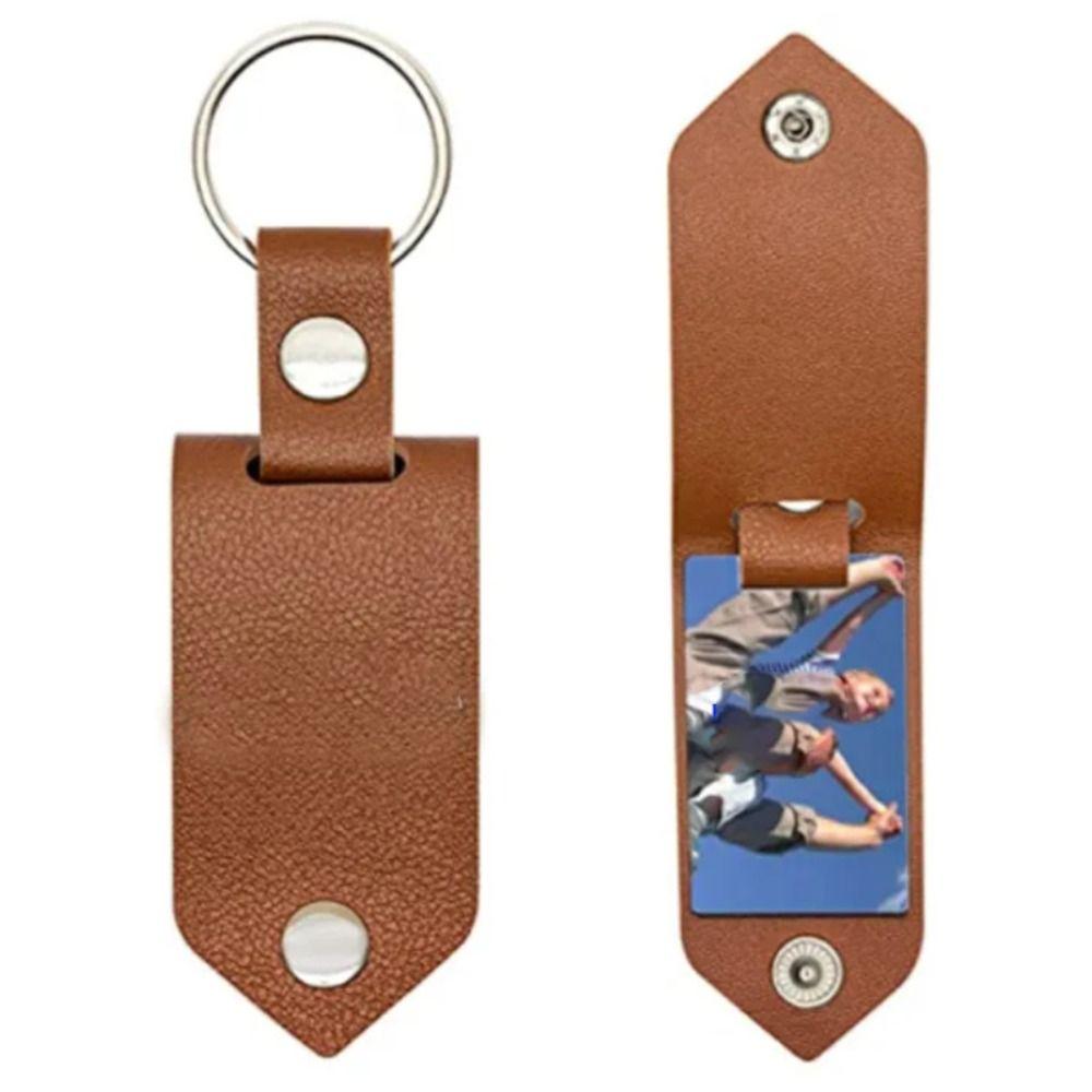 Engraved Design PU Leather Key Cover Memorial UV Color Printing Keychain  Wedding Gift