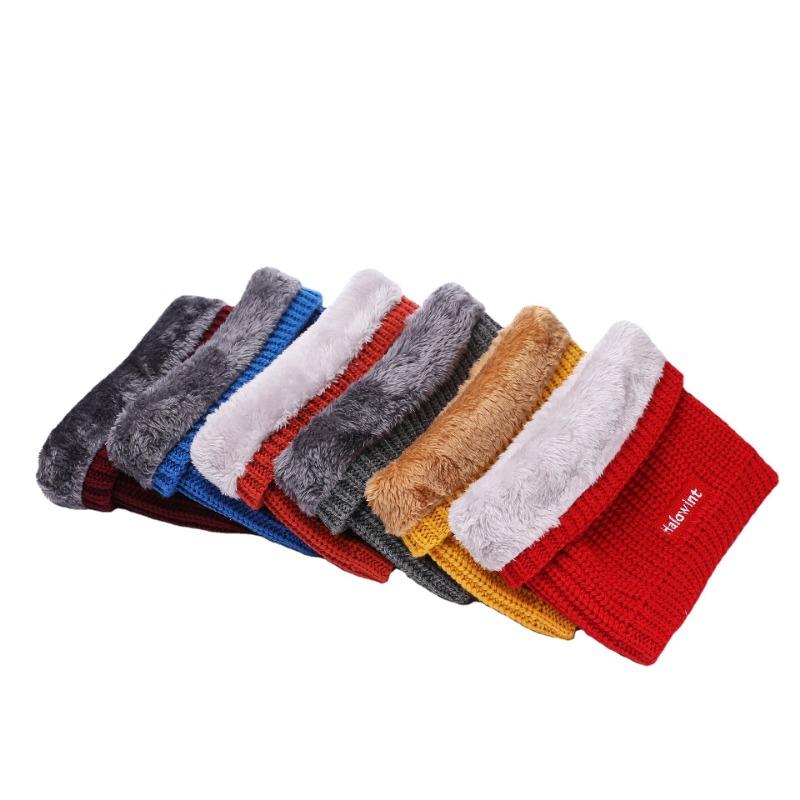 Winter outdoor knitted terry scarf pullover couple velvet solid color embroidery warm scarf women