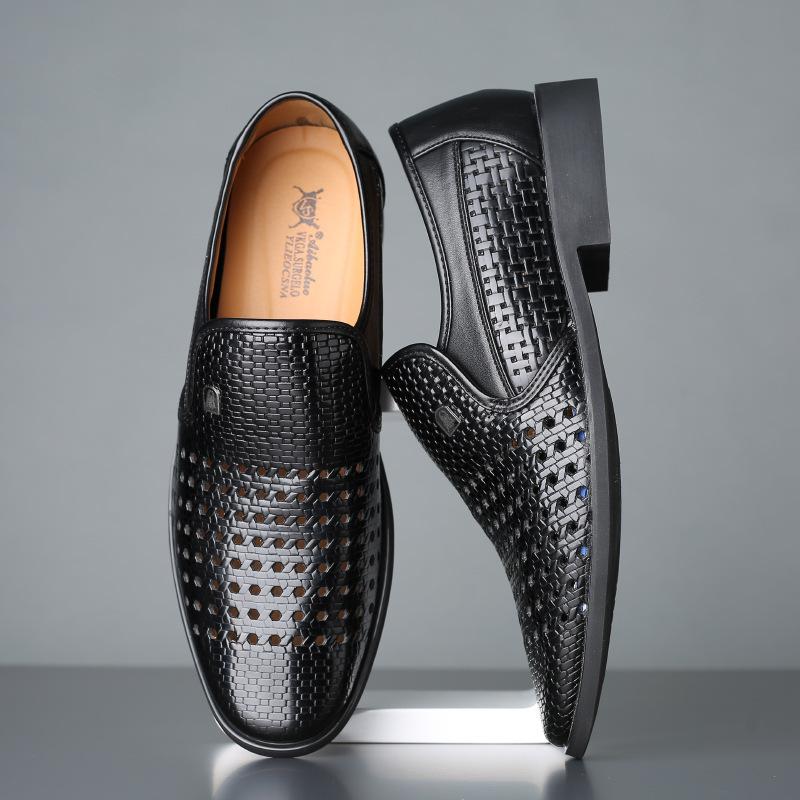 1198 Manufacturers Summer Men's Leather Hole Leather Shoes Comfortable Versatile Breathable British Business Casual Shoes