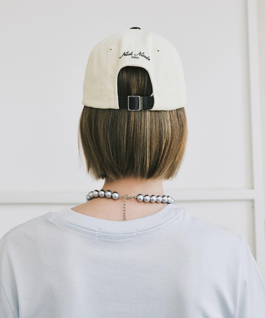 Nigaennikol Nicole Lettering Ball Cap_Yellow Charcoal