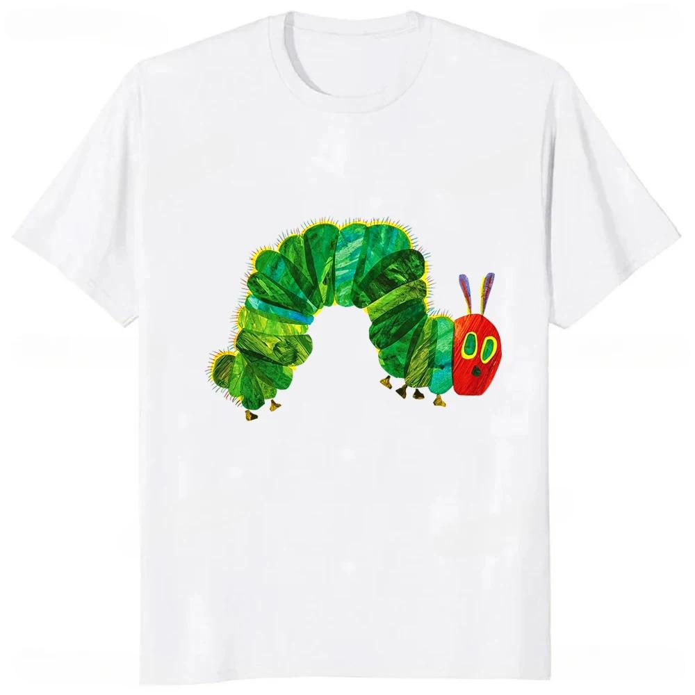 Caterpillar Print Tshirts for Women Summer Casual Fashion Harajuku Funny Loose Streetwear Tops Crew Neck Short Sleeve Tshirts S