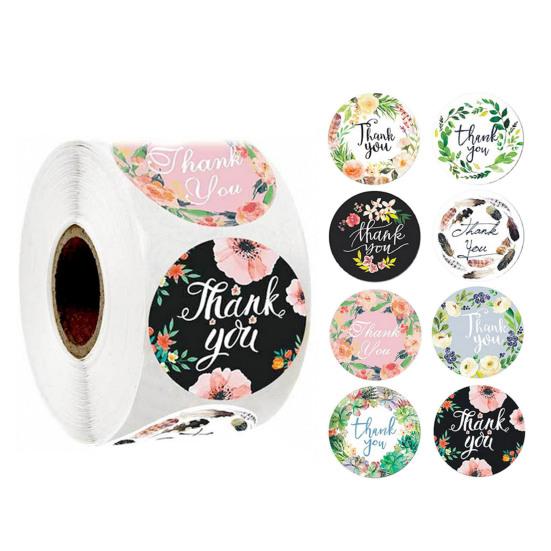 500Pcs Floral Pattern Thank You Stickers Roll Gift Wraps Wedding Card Decals