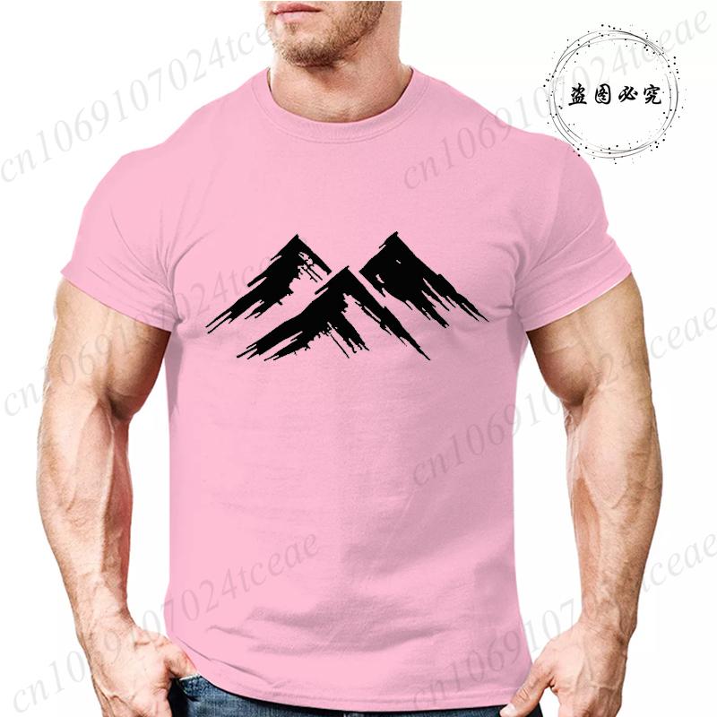 Mens Summer Casual Minimalist Mountain Print Short Sleeve TShirt Graphic Tees for Men Women Summer Tops Oversized Vintage Tees