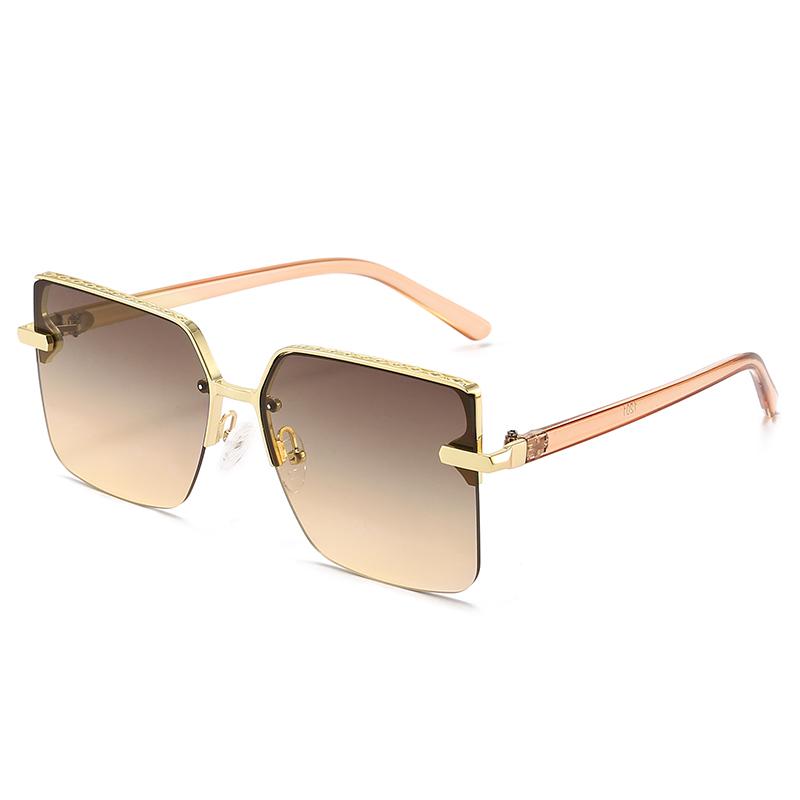 Trendy Metal Half Frame Cool Square Sunglasses Ins Square Glasses Fashion Sunglasses Sunshade Glasses 1201