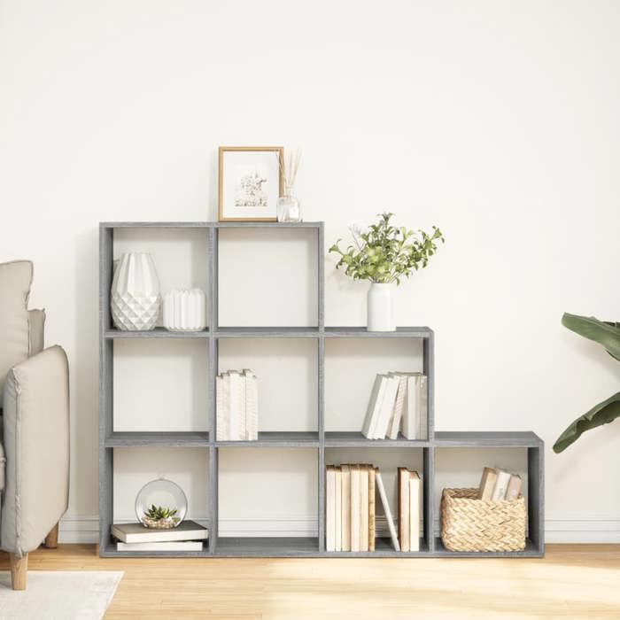 VidaXL Étagère séparatrice de pièce 3 niveaux sonoma gris, étagère, étagère à livres, étagère de rangement, bibliothèque, 857981
