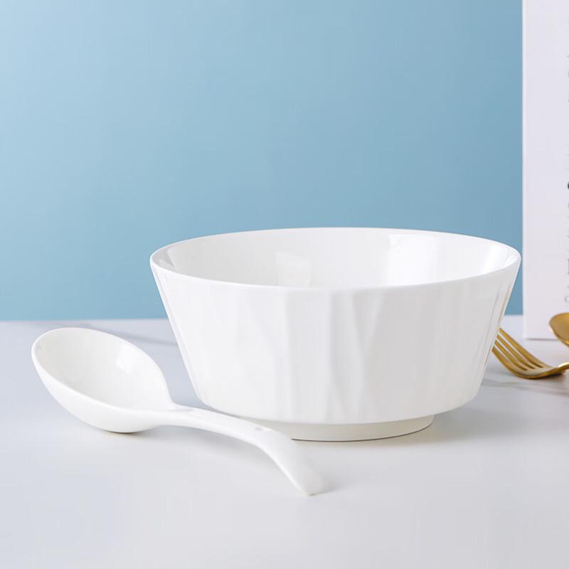 Jingdezhen 7.5-inch Ceramic Soup Bowl with Spoon