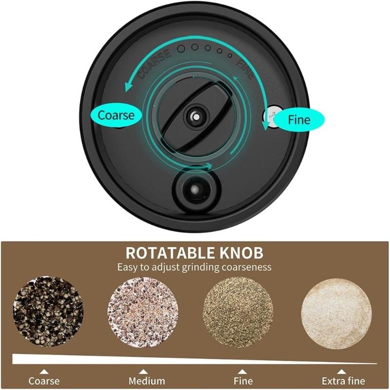 Electric Peppers Mill Automatic Salt Mill Peppers Grinder USB Rechargeable Adjustable Mill Suitable for Kitchen Cooking