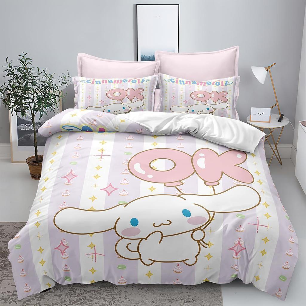 Home Textile Three-Piece Big-Eared Dog Cartoon Digital Printing Quilt Pillowcase Bedding