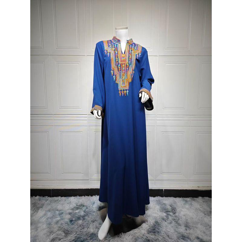 Middle East Arab Women clothes Turkey Elegant Rope Embroidered Robe Dress Rope Embroidered Dress