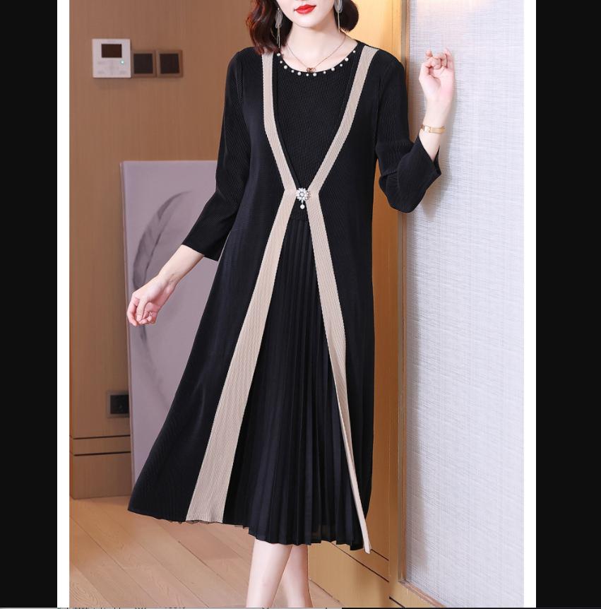Plus Size Temperament High-end Dresses Women Spring Summer Loose Pleated A-Line Dress for Women