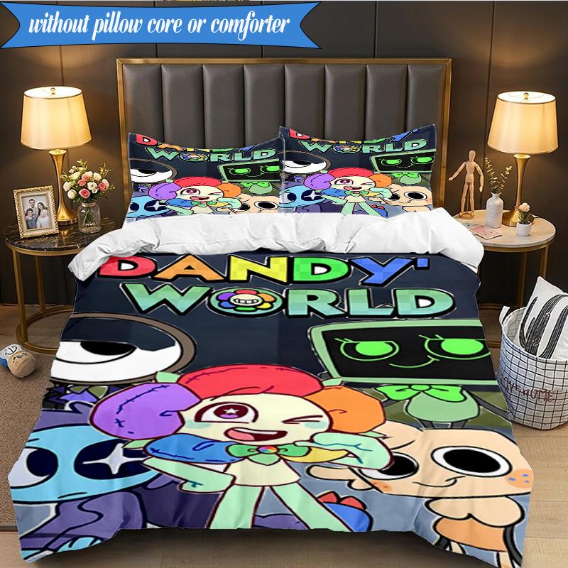 3PCS Cartoon Characters Dandy Collage Bedding Set,Including 1pc Duvet Cover And 2pcs Pillowcases Perfect for Bedroom, Dormitory, Fan Christmas gift