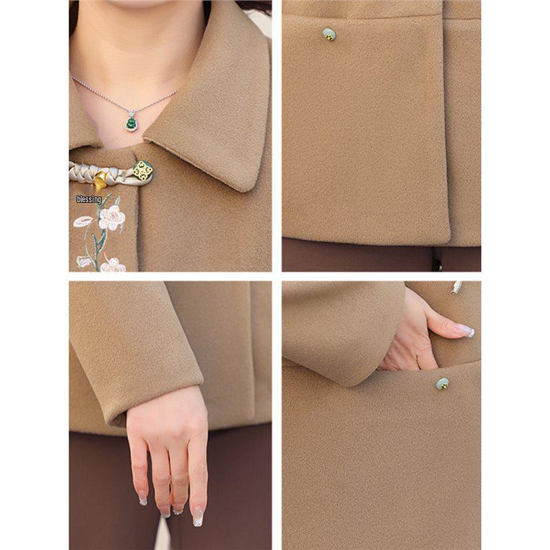 Wełniana kurtka mamy 2025 - Elegancki styl wiosenno-jesienny dla kobiet w średnim i starszym wieku