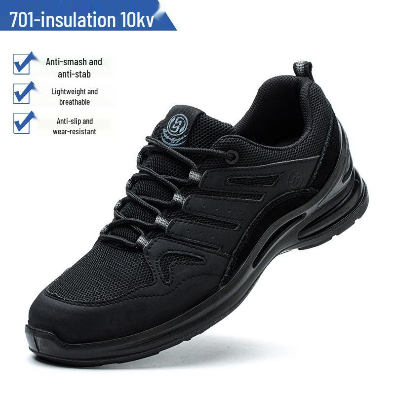 Men's Steel Toe Low-Top Safety Shoes: Anti-Smash, Anti-Puncture, Breathable, Wear-Resistant for Construction Sites.