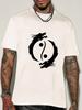 Unisex Light Gray Tee Yin Yang Dragon Oriental Graphic Print Crew Neck Short Sleeve Summer Casual Male Cotton Street Daily Top