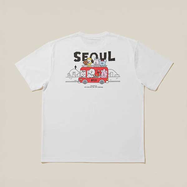 Official BT21 SEOUL EDITION 2nd Series Short Sleeve T-Shirt (Black / White) - Premium K-Heritage Streetwear