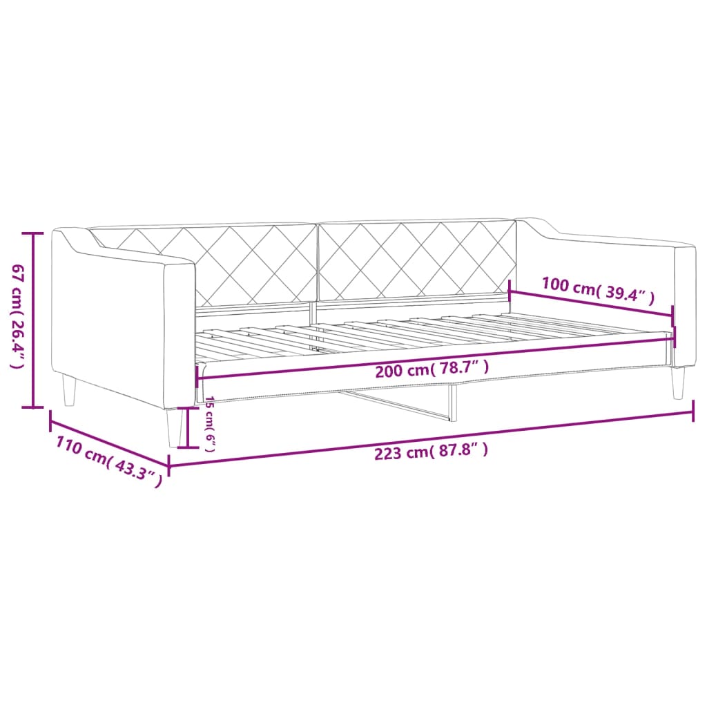 Vidaxl Sofa Z Funkcją Spania, Kremowa, 100X200 Cm, Obita Tkaniną