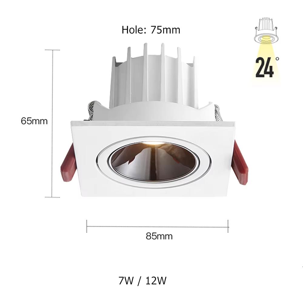 7W12W LED Downlight Recessed Ceiling Lamp Spot Lights Anti-Glare For Indoor Living Room Bedroom Hallway Office Store Lighting