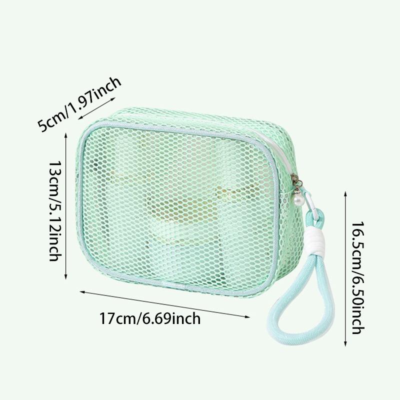 Square Mesh Cosmetic Bag, Portable Square Cosmetic Storage Bag with Zipper, Multi-purpose Sundries Storage Bag