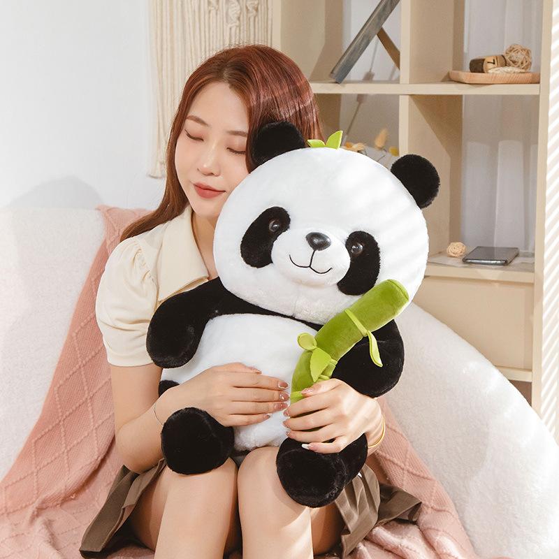 Creative bamboo panda plush toy Sichuan panda rag doll zoo event gift