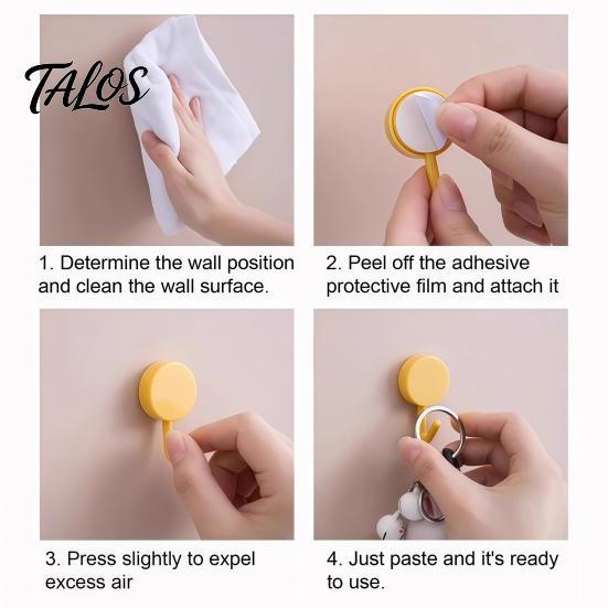Damage Free Wall Hooks 10PCS Adhesive Hooks, Decorative Multi-colored Plastic Hangers, No Storage Organizers Drilling Required Colorful for
