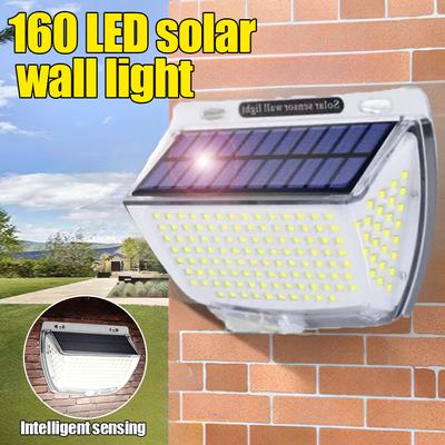 160 LED Solární nástěnná světla Senzor pohybu Plot 3 režimy Vodotěsné venkovní LED svítidlo Pro dvůr Trávník Příjezdovou cestu Zahradu