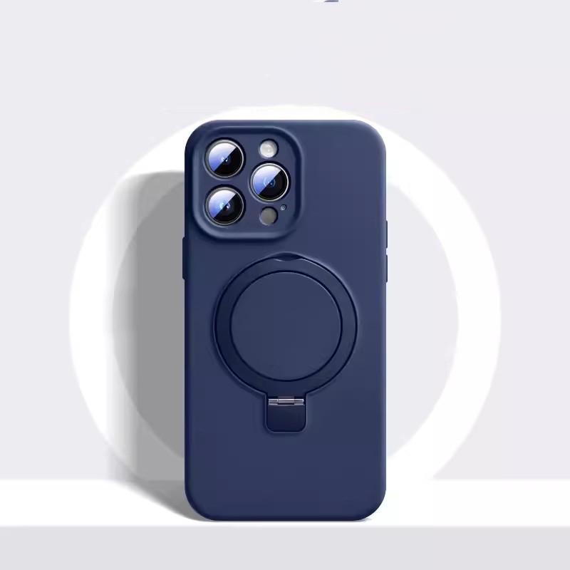 Magnetic Kickstand Liquid Silicone Phone Case For MagSafe iPhone 17 Air 16 Plus 15 14 13 12 Pro Max 17Pro 16Pro Shockproof holder Protective Cover