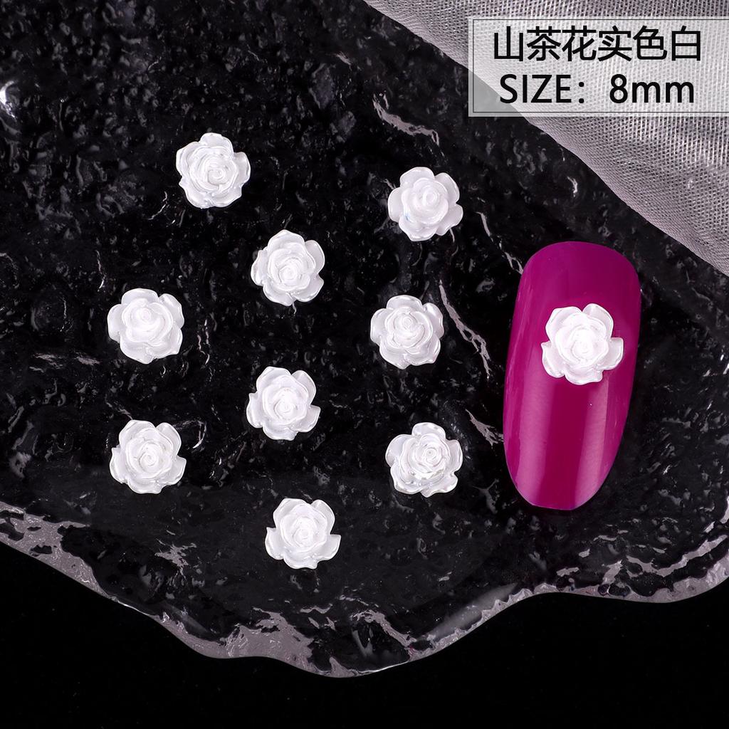 Nail Art Resin Camellia White Rose Ornament Nail Ice Transparent Three-Dimensional Light Changing Flower Accessories