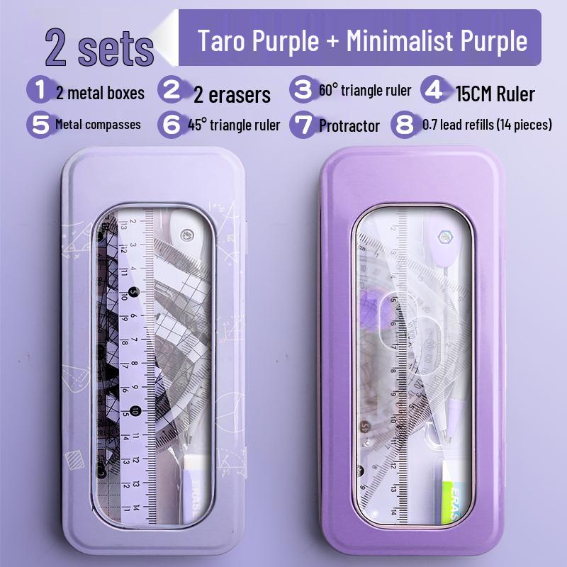 Student Geometry Ruler Set for Elementary to Junior High - Includes Compass, Triangle, and Sixth Grade Supplies