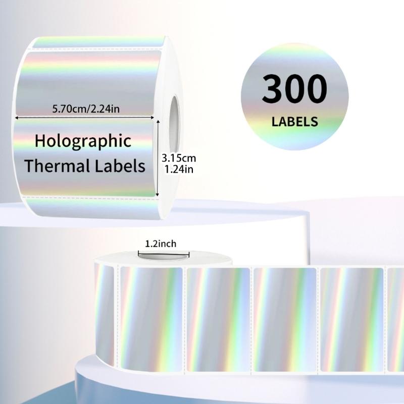 300 Counts Glittering Thermal Label Oil and Water Resistant Adhesive Sticker Scratch Resistant Food Label for Packaging