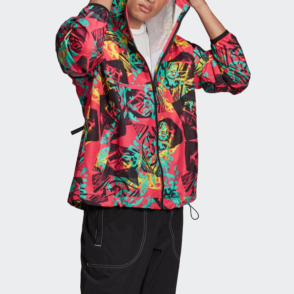 Adidas Originals Clover ADV Mesh Woven WB Retro Print Hooded Sports Jacket Men Outerwear Multicolor GN8855