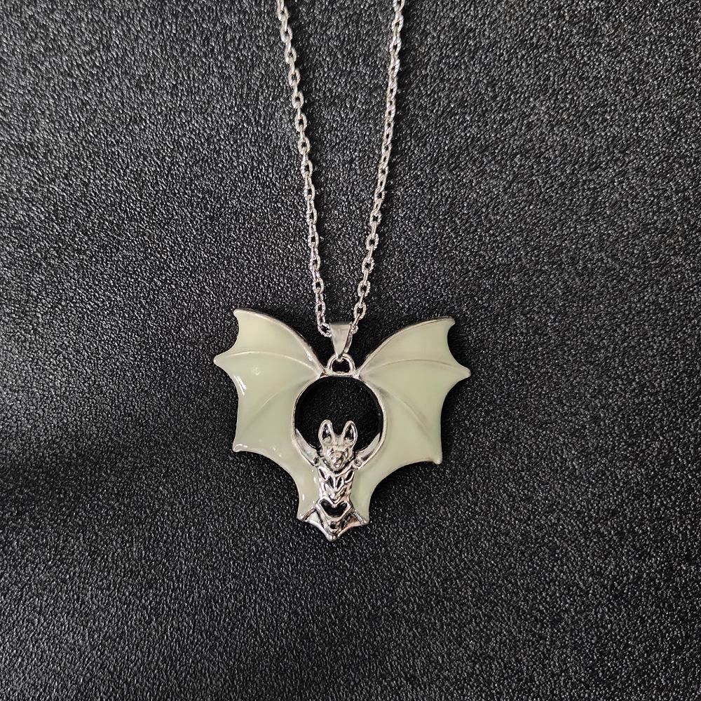 Gothic Bat Wings Pendant Necklace - Halloween Metal Jewelry Charm