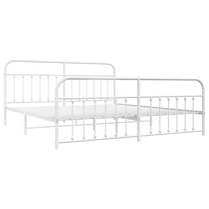 VidaXL Metal Bed Frame with Headboard-Footboard White 200x200cm 352652