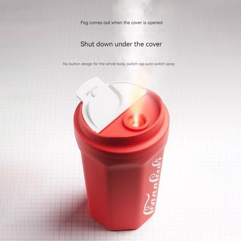 

2025 Coke Cup Creative Humidifier USB Charger Автомобильный увлажнитель воздуха Домашний беспроводной Flame увлажнитель воздуха праздничный подарок