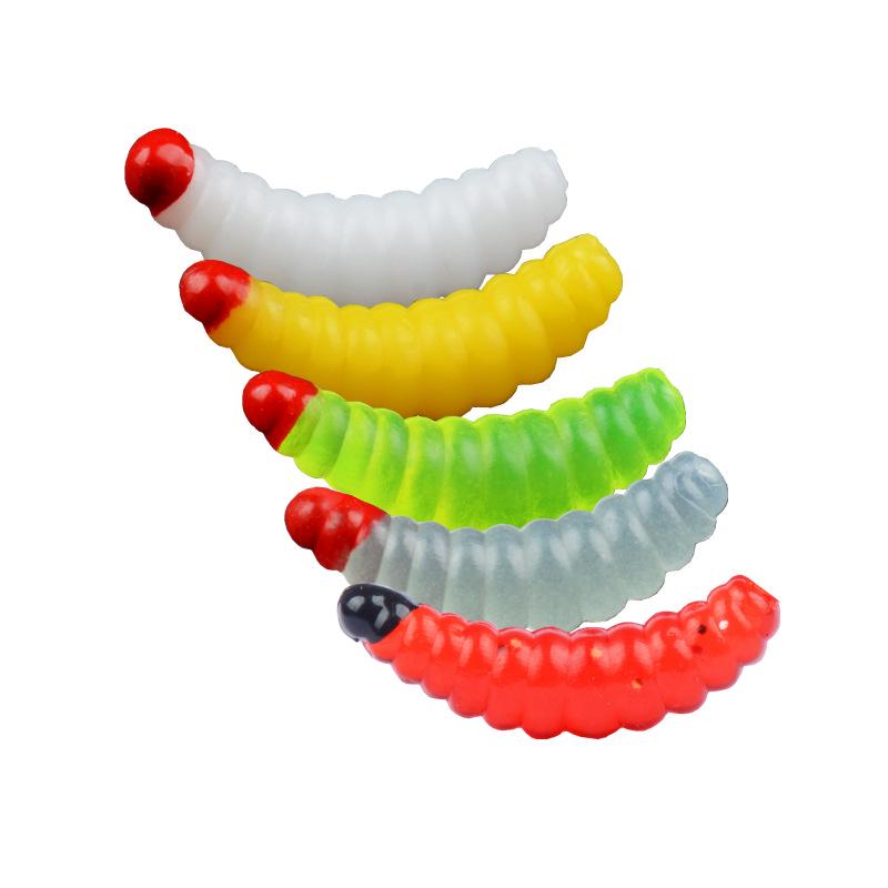 Fishing Simulation Mealworm Soft Bait for Bread, Red Worm, and Micro Fish Species.