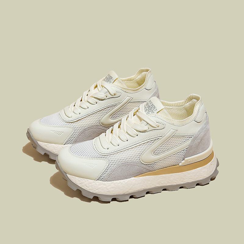 Thick-soled Inner Height Increase Mesh Shoes Women's Breathable Mesh Forrest Gump Shoes New Popular Sports and Leisure Height Increase