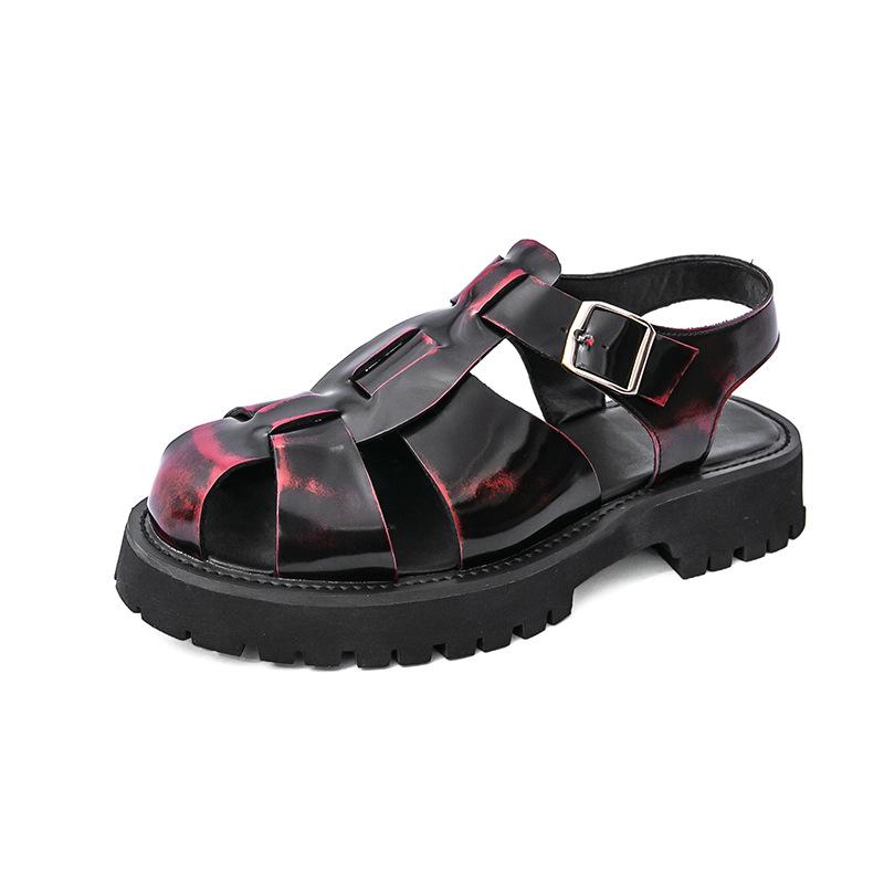 Men's Roman Sandals: Summer Leather Thick Sole Casual Shoes – Large Size